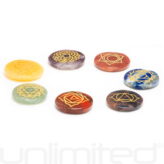 Unlimited Chakra Khans - Set of 7 Engraved Stones