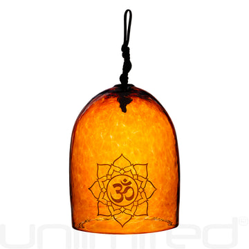 Shrader Made Glass Violet Bell with Om Symbol