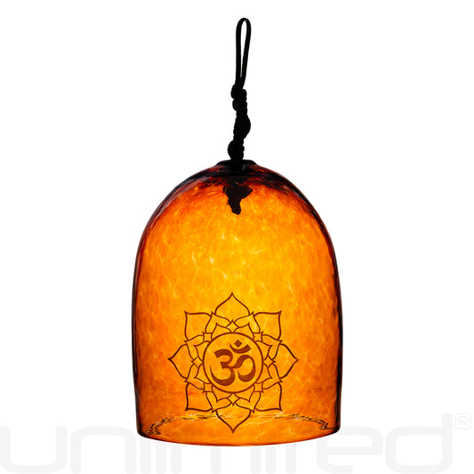 Shrader Made Glass Violet Bell with Om Symbol