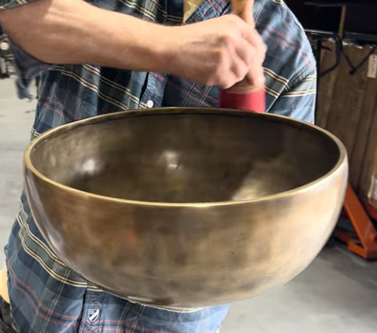 Imperfect - Unlimited 14" Sri Yantra Singing Bowl with Large Suede Mallet and Chinese Mallet