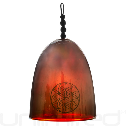 Shrader Made Glass Iris Gold Bell with Flower of Life Symbol