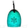 Shrader Made Glass Deep Lagoon Bell with Merkaba Symbol