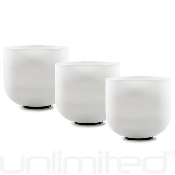 Unlimited Set of 3 Frosted Crystal Bowls - Spiritual Embrace Trio (A=432 Hz)